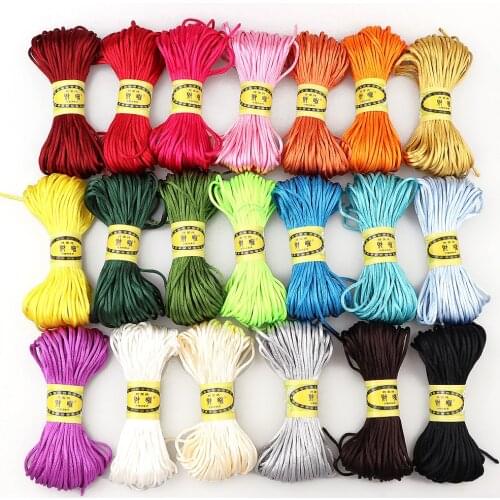 20M 20Colors Braided Macrame Silk Satin Nylon Cord Rope DIY Chinese Knot Jewelry Bracelet Making Findings Beading Thread 2mm