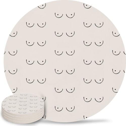 Boobs Ceramic Coasters Waterproof Tea Cup Mat Modern Home Decor Coffee Table Decor Coasters for Glasses