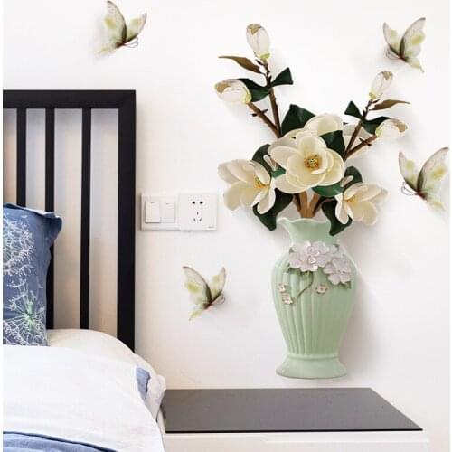 Nordic Creative Wall Stickers Home Office Decor Vase Sticker Warm Bedroom Living Room Decoration Wall Decal Room Decoration Art