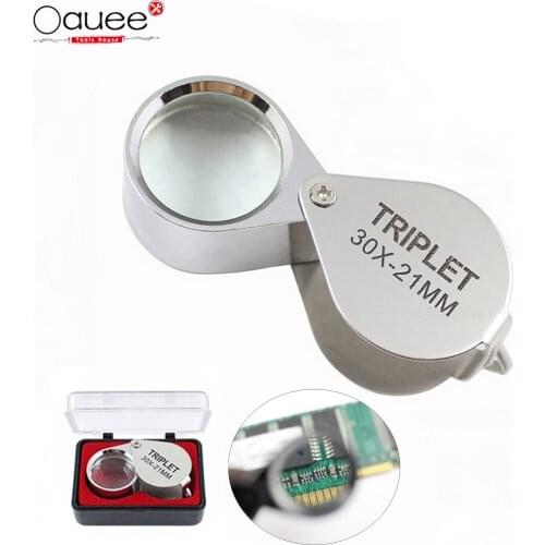 Folding Jewellery Loupe Portable Magnifying Glass Pocket Size Lovely Jewllery Magnifier Glasses 10X 20X 30X Magnification Metal