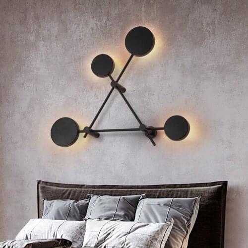 Modern Industry Round Wall Lamps Bedroom Bedside Lamp Led Wall Sconce Light Fixtures Black Iron Luminaire Indoor Loft Home