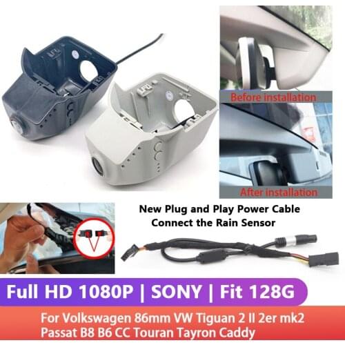 Easy to install DashCam For Volkswagen 86mm VW Tiguan 2 II 2er mk2 Passat B8 CC Touran Tayron Caddy Golf Dual Lens 1080P Car Dvr