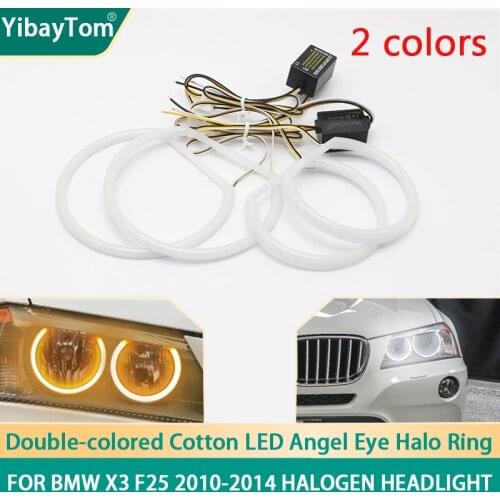 Bright SMD Cotton Light Switchback LED Angel Eye Halo Ring DRL Kit For BMW X3 F25 2010-2014 HALOGEN HEADLIGHT Accessories