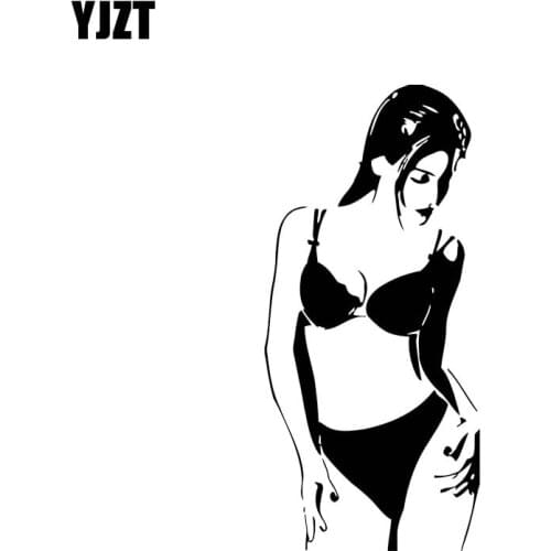 YJZT 6.9*14.9CM Sexy Swimsuit Charming Figure Car Sticker Fashion Design Black/Silver Zero Defect Vinyl Decal C20-0649