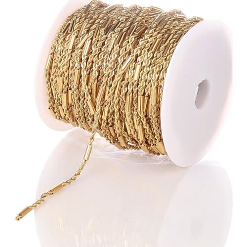 1 Meter Stainless Steel Gold Twist Chains Bulk for DIY Jewelry Making Necklace Bracelet Jewelry Findings Components Wholesale