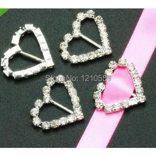 10 Pieces 10mm Tiny Heart Shape Rhinestone Buckle Slider For Birthday Invitations
