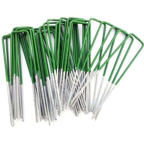10pc Easy Install Garden Fence Stake Fabric Ground Cover Steel Durable Tubing Soaker Landscape Staples Home Yard Sod Pins 40a