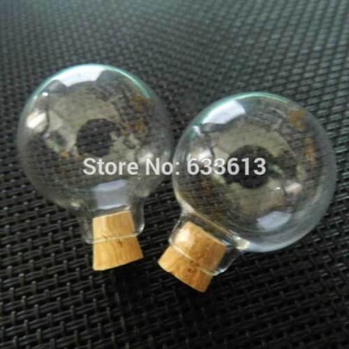 100pcs/lot clear glass ball 24x28mm transparent glass bottle with cork glass vial pendant glass globes glass dome diy finding