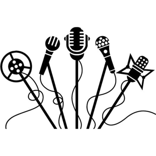 17.6CM*11.5CM Creative Retro Microphones Music Vinyl Stickers Car Decal S9-0737