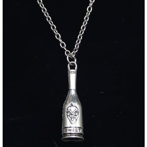 20pcs New Fashion Necklace 30x8mm red wine bottle sweet Pendants Short Long Women Men Colar Gift Jewelry Choker