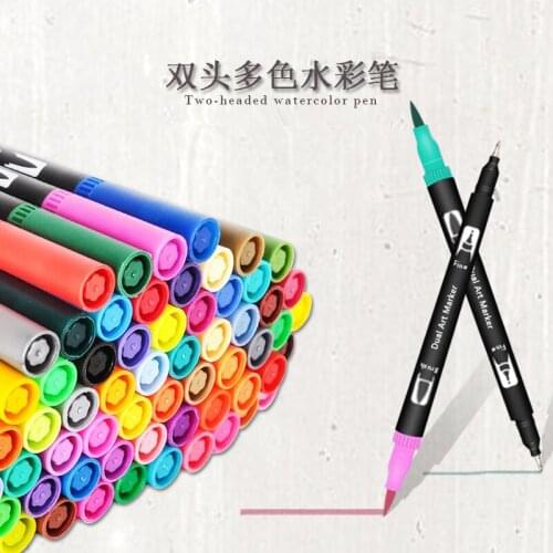 24/48PCS Colors Fine Liner Drawing Painting Art Marker Pens Dual Tip Brush Pen School Supplies Stationery