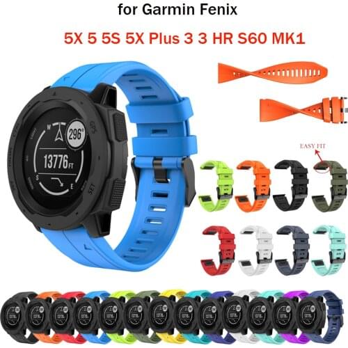 26 22 20mm Watchband for Garmin Fenix 6 6X 6X 5 5X 5S Forerunner 945 Watch Quick Release Silicone Easy fit Wrist Band Strap