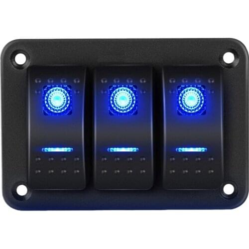 3 Gang Aluminum Panel Toggle Dash 5 Pin ON/Off Pre-Wired Rocker Switch Holder for Automotive Car Marine Boat