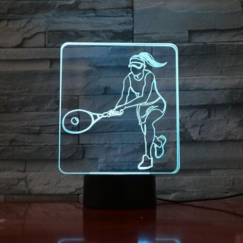Bedroom 3D Table Lamp Switch Night Light LED Play Tennis RGB Color Nightlight Fans Birthday Gift Party Hotel Club Decoration