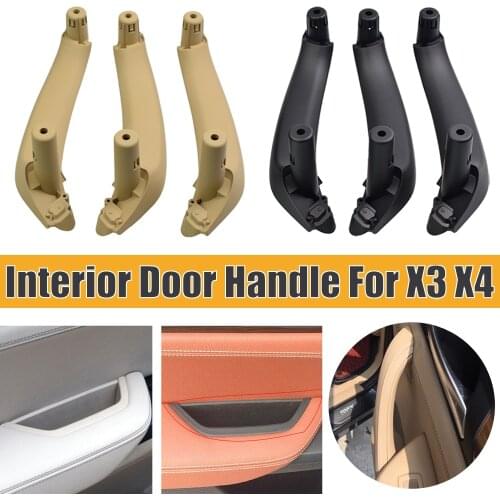 4PCS Black Beige Car Front Rear Left Right Interior Door Handle Inner Panel Pull Trim Cover Armrest For BMW X3 X4 F25 F26 10-17