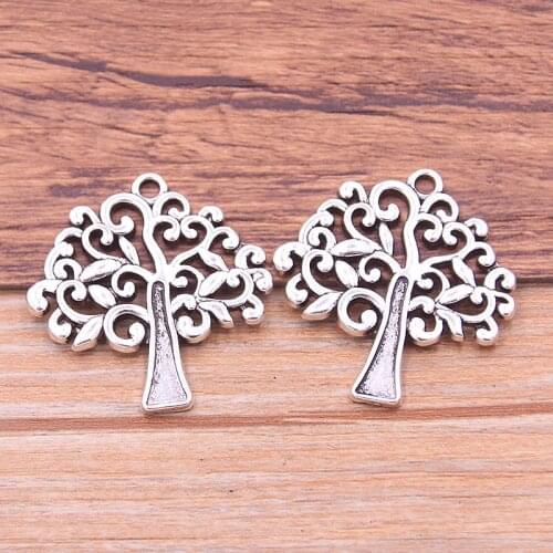 6PCS 30X31mm Picture Color Tree Charms Plant Pendants Handmade Decoration Vintage For DIY Jewelry Making Findings