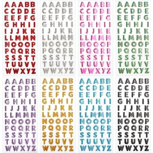 8 Pieces Colorful Glitter Alphabet Letter Stickers for Grad Cap and Handicraft Art, Glitter Self Adhesive Alphabet Stickers