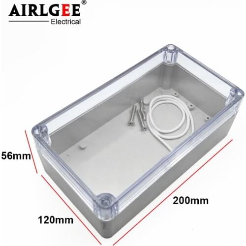 ABS Plastic Dustproof IP65 Joint Outdoor Transparent Cover Waterproof Electrical Junction Box 200x120x56mm