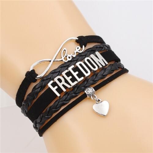 FREEDOM Letter Infinity Bracelet Love charm Multi-layer Bracelet Handmade Leather Bracelets PUNK Jewelry for men&women