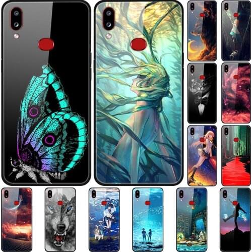 Case For Samsung Galaxy A10S Back Phone Cover Black Silicone Bumper With Tempered Glass Series 3