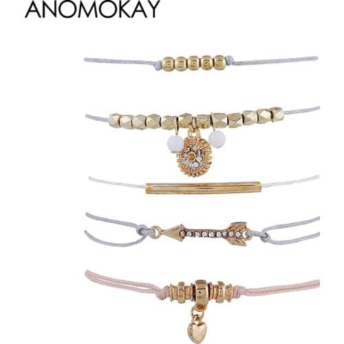 Dropshipping 5 PCS/LOT Love Arrow Women Classic Wrap Bracelet Handwork Rope Chain Link Bracelet for Women Statement Jewelry Gift