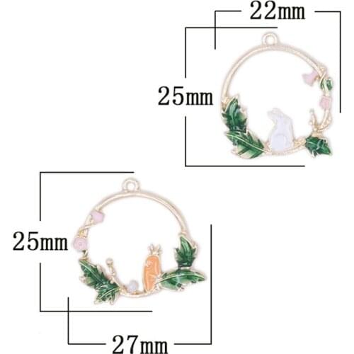 10pcs/lot Rabbit Carrot Dangle Handmade Enamel Charms Pendant DIY for Bracelet Necklace Bag