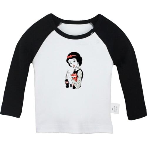 Stained Glass Princess Snow White with Flowers Design Newborn Baby T-shirts Toddler Graphic Raglan Color Long Sleeve Tee Tops