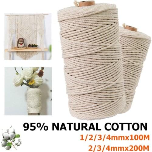 Cotton Cord for Wall Hanging Macrame Cotton Cord 2mm x 200m Dream Catcher For Wall Hangings Plant Hangers Wall Art Homewares