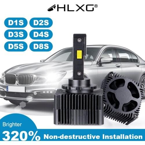 Hlxg 2Pcs D1S D4S D2S LED Car Light Canbus Headlights D3S D5S D8S Bulbs 90W 10000LM Kit to Replace HID Conversion Lamps No Error