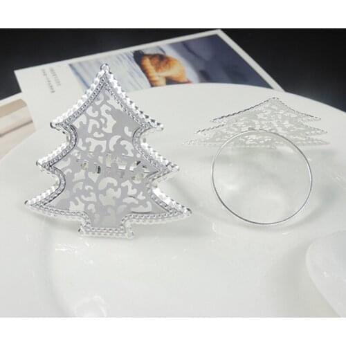 IMUWEN 10PCS Napkin Holder Brief Table Napkin Ring Metal Chirstmas Tree Party Gatherings Supplies Banquet Dinner Decoration