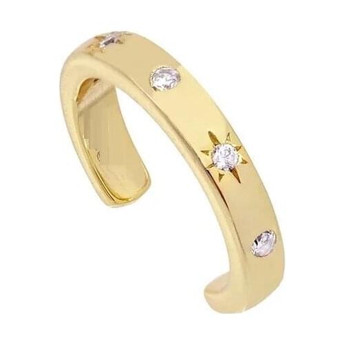 Gold color fashion ear cuff clear cz starburst signet band wholesale women no piercing clip on earring