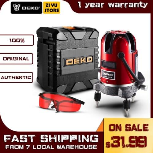 DEKO LL5 Series 5 Line 6 Points Red/Green Laser Level Self-leveling Horizontal Can Adjust Vertical 360 Degree For Outdoor/Indoor