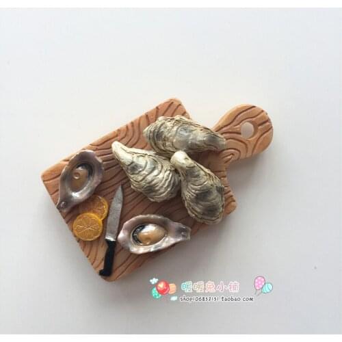 Seafood food simulation oysters chopping board resin refrigerator stickers three-dimensional magnetic stickers