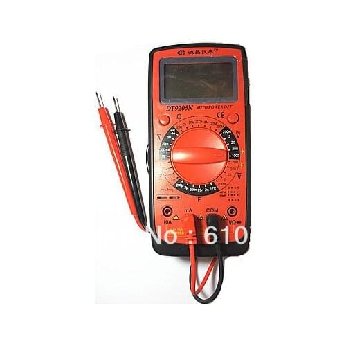 LCD Black Red 200mV-700V AC/DC Voltage Ohm Resistance Current Capacitance Diode Digital Multimeter with 2 Test Lead Multitester