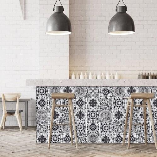 Room decoration wall stickers simple gray and white tile stairs stickers bedroom bedside wall renovation stickers