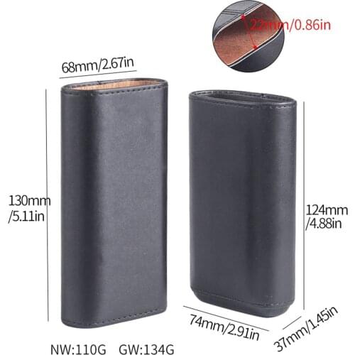 Top Quality 3 Finger Brown Leather Cigar Case Cedar Wood Lined Cigars Humidor Case for Cigar Gifts