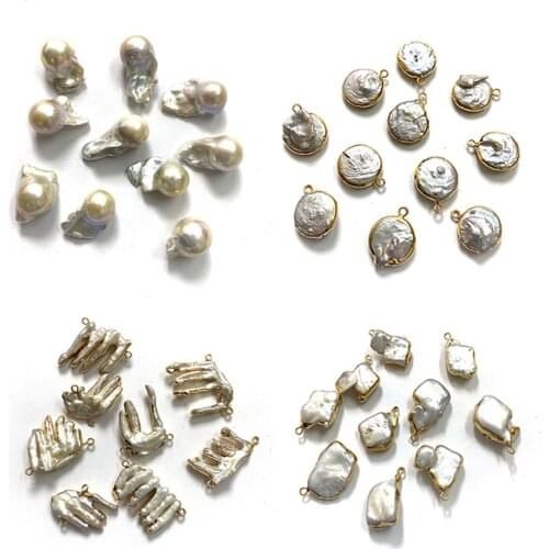 Natural Freshwater Pearl Pendant Double Hole Pendant, Used for DIY Making Fashion Bracelets, Necklaces, Earrings, Jewelry Making