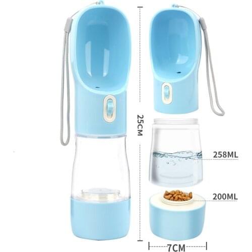 Portable Dog Cat Water Bottle with Feeder Bowl & Food Container BPA Free, Walking Travel Bike Hiking Drinking Accessories