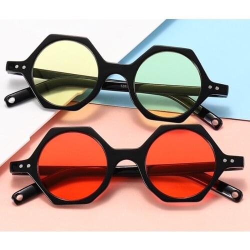 Retro Round Hip Hop Sunglasses Men Women Unique Polygon Fashion Sunglasses New Clear Shades EyeGlasses Uv400 Oculos De Sol