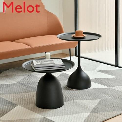 Modern Simple Iron round Small Coffee Table Combination Small Apartment French Living Room Side Table Sofa Storage Side Table
