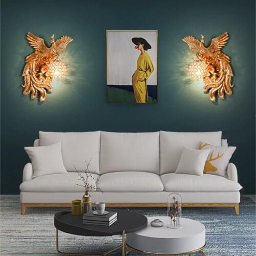 Modern Gold Peacock Led Wall Lamp Lights Bedroom Living Room Dining Room Art Decoration Animal Crystal Indoor Lighting Fixture