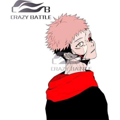 Crazy Battle 13 x 8.2cm For Jujutsu Kaisen Itadori Yuji Anime Motorcycle Car Stickers Personality Decal DIY Creative Decor