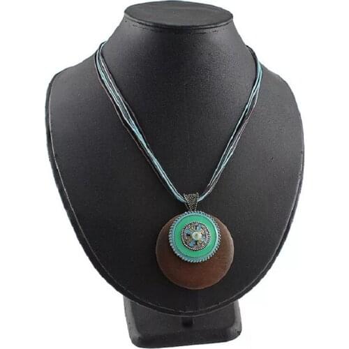 Ornaments Europe and the United States fashion exaggerated trend retro wood pendant rope chain female necklace