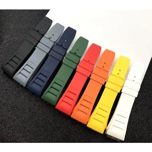 Top quality 20mm Red White Black Yellow Waterproof Natural Rubber Watchband Watch Strap For Richard And Mille Bracelet wristband