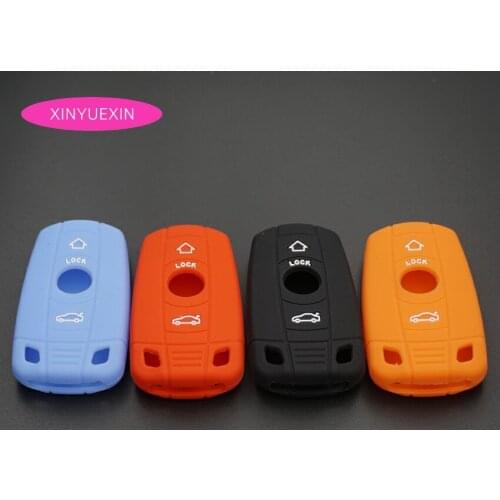 Xinyuexin Silicone Rubber Remote Key Cover Fob Case For BMW 1 3 5 6 Series E90 E91 E92 E60 X1 X5 Smart Key Jacket Car-styling