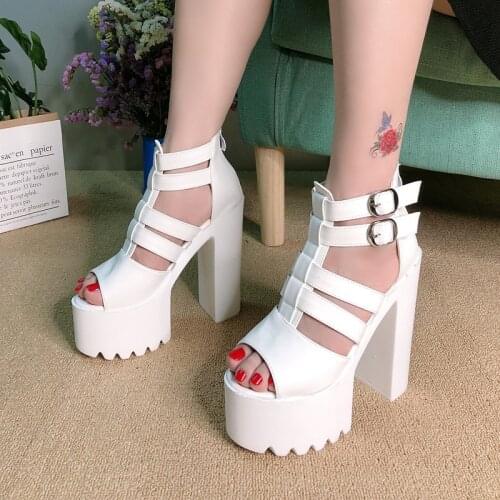 European American sexy womens sandals 15 cm crude with super high heel thick bottom women shoe simple elegant high heel sandals