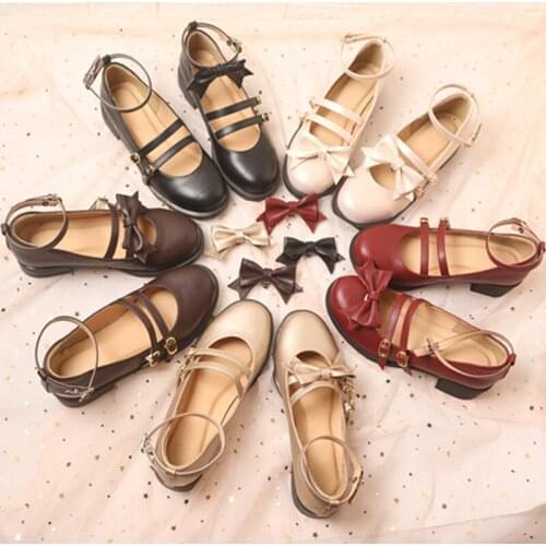 Womens Shoes Institute Wind Round Head Low Shoes Bowknot Is Thick With Small Leather Shoes With Students