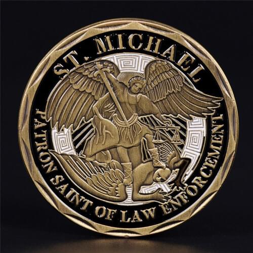1pcs Michael Police Officer Badge Patron Saint Commemorative Challenge Coin Art Approx.4cm/1.57in For Party Favors