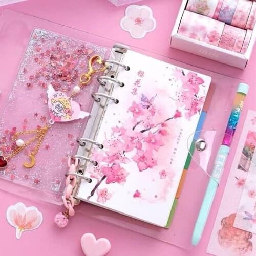 2021 CUTE Cherry Blossoms A6 Loose Leaf Diary Notebook Journal Note Book Agenda Planner 160 Sheet