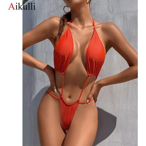 2021 Solid Swimwear Women One Piece Swimsuit Sexy Lace Push Up Thong Bandage Bathing Suits Female Beach Bikini Swimming Monokini